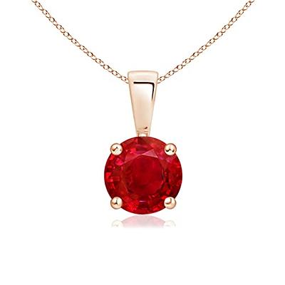 Angara Natural Ruby Solitaire Pendant Necklace for Women, Girls in