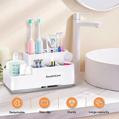 2 Tier Bathroom Counter Organizer with Toothbrush Holders