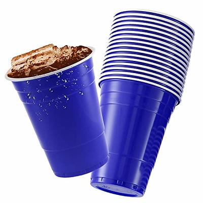 StarMar Blue Cups, [50 Pack] 16 oz Disposable Plastic Cup, Big