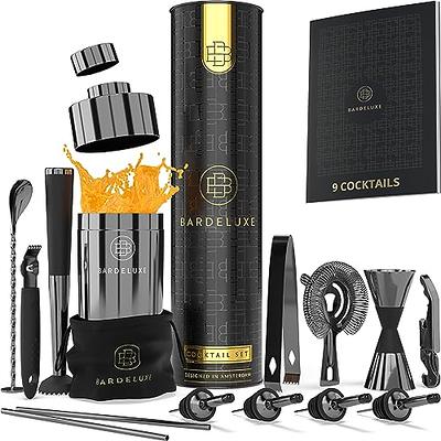 Joytable 16pc Bartender Cocktail Shaker Set, Stainless Steel Bartender Kit Bar Tool Set, with All Bar Accessories Plus Lemon Squeezer and Great Recipe