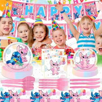 142PCS Pink Lilo and Stitch Birthday Party Supplies for 10 Guests, Party  Birthday Decorations included Happy Birthday Banner, Balloons, Forks
