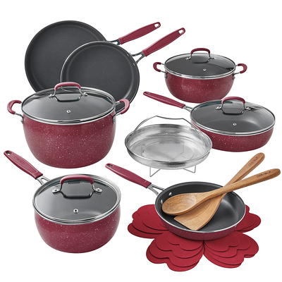 The Pioneer Woman Frontier Speckle 18-Piece Aluminum Cookware Set, Merlot -  Yahoo Shopping