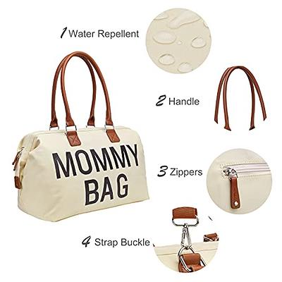 Printe Mommy Bag, Hospital Bag for Labor and Delivery, Large Diaper Bag for Mom Travel, Waterproof Baby Bag with Pouches and Straps, Pale Blue
