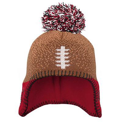 Tampa Bay Buccaneers New Era Pewter/Red 2022 Sideline Cuffed Pom Knit Hat