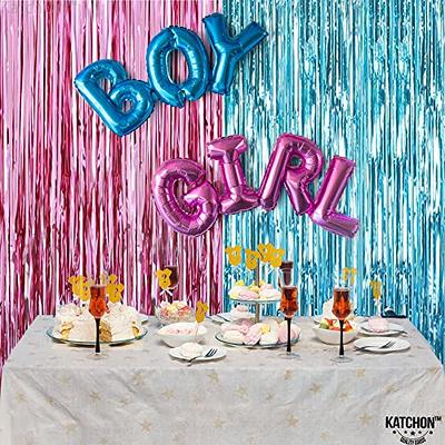 KatchOn, XtraLarge Pink And Blue Streamers - 6.4x8 Feet, Pack Of 2 Gender  Reveal Decorations, Baby Gender Reveal Backdrop Boy Or Girl