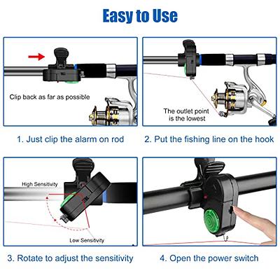 4x Glow fishing Rod Alert Bells Ring Fish Bite Alarm Night Fishing