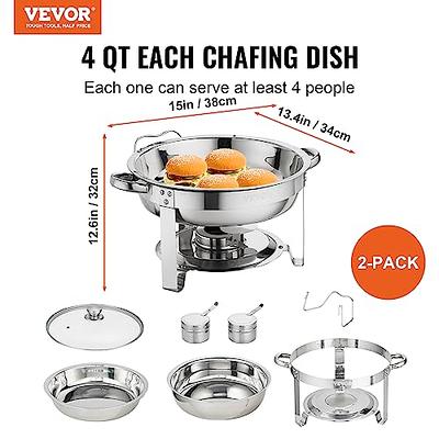 VEVOR 8 qt. Chafing Dish Buffet Set Stainless Chafer with 2 Full