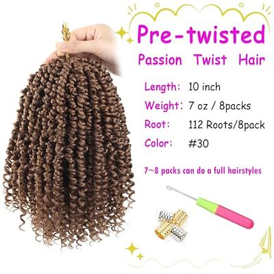  Passion Twist Crochet Hair 10 Inch Pre-twisted