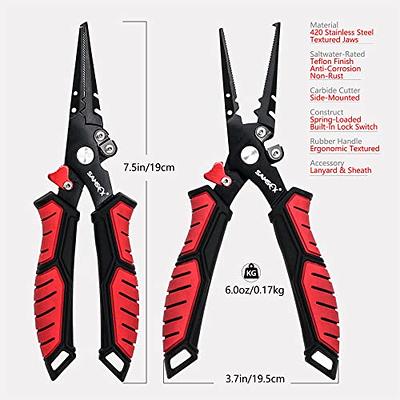 Fishing Pliers, Fishing Line Cutter Scissors Split Ring Plier Hook Remover  Stainless Steel Multitool Fishing Tools with Lanyard for Freshwater