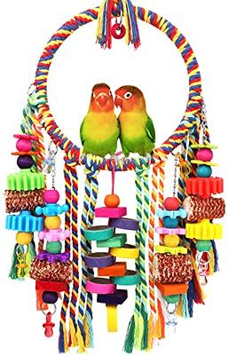 Rope Bird Chew Toy For Parrots, Wooden Block Parrots Chew Toy, Bird Toys