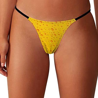 Yellow Cheese G String Thong for Women Print T-Back Underwear