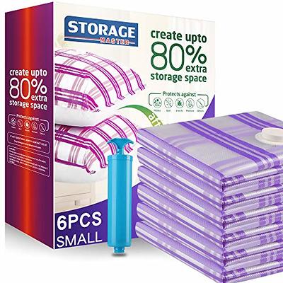 6 Small Vacuum Storage Bags, Space Saver Bags 80% More Space Work