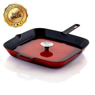 Valor 17 Galaxy Blue Enameled Cast Iron Skillet with Dual Handles