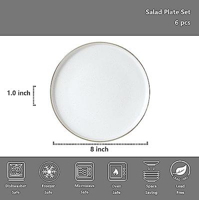 MR.R Sets of 2 Sublimation Blanks White Ceramic Flat Plate with Stand,Porcelain Plates. 10 inch Round Dessert or Salad Plate, Lead-Free, Safe in