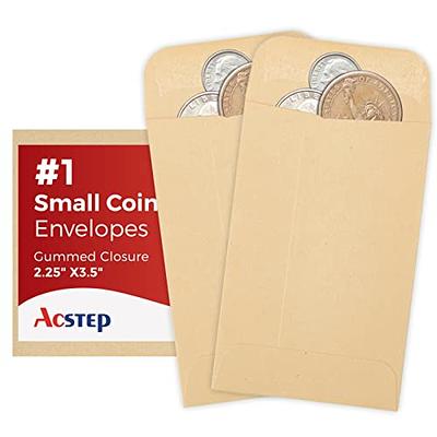 Coin Envelopes Set of 20 Manila Kraft Envelopes, Mini Envelopes