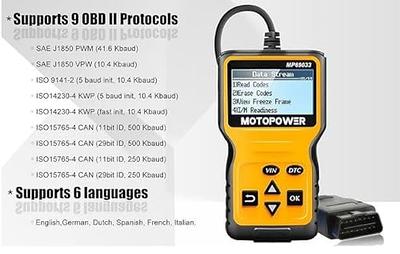 MOTOPOWER MP69033 Car OBD2 Scanner Code Reader Engine Fault Scanner CAN  Diagnostic Scan Tool for All OBD II Protocol Cars Since 1996, Yellow