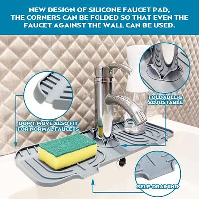 Silicone Kitchen Faucet Mat For Sink Sponge Drain Rack Foldable Sink Mat  Faucet Splash Catcher Bathroom Countertop Protector Mat