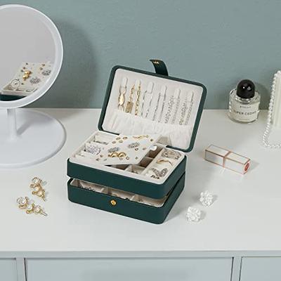 Small Jewelry Box, Travel Jewelry Organizer, Portable Jewelry boxes for  Women Girls Gift, Double Layers Jewellery Holder for Rings, Earrings,  Necklaces-White 