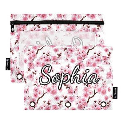 Cherry Blossom Pink Personalized Pencil Pouches Bulk for 3 Ring