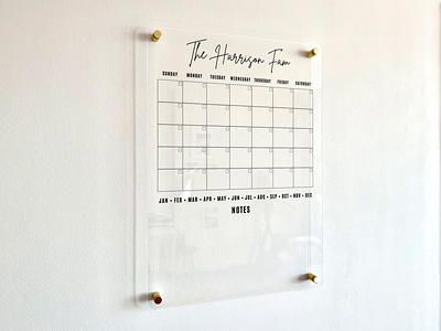 Personalized Clear Acrylic Monthly Wall Calendar