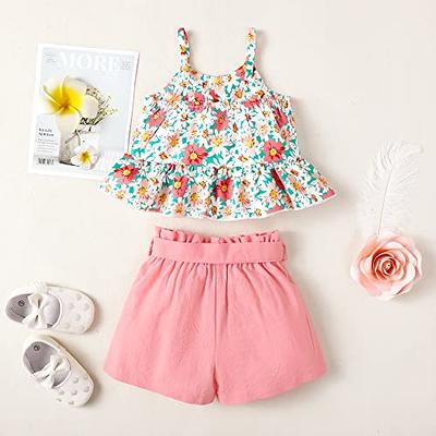 Girls Tank Top Floral Pants Headband Set Kids Summer Casual Outfit