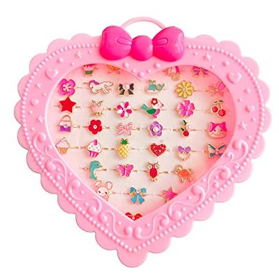 Elesa Miracle 36pcs Children Kids Little Girl Adjustable Jewelry Rings in  Box, Girl Pretend Play and Dress Up Rings with Heart Shape Display Case - Yahoo  Shopping