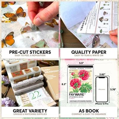 FAYWARE Aesthetic Scrapbook Kit with Small Bullet Journal