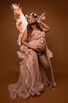 Wchecalino Tulle Maternity Dress Robes for Photoshoot Puffy