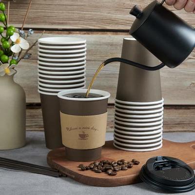 LITOPAK 100 Pack 10 oz Paper Coffee Cups, Disposable Coffee Cups with Lids,  Sleeves and Stirring Sticks, Hot Coffee Cup, Disposable Paper Cups,  Drinking Cups for Cold/Hot Coffee, Water or Juice. 