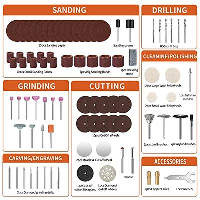 HARDELL Rotary Tool Accessories Kit 85 Pcs,Electric rotary tool accessories  1/8(3.2mm) Universal Fitment for Easy  Cutting,Sanding,Grinding,Sharpening,Polishing,Drilling and Engraving -  Yahoo Shopping