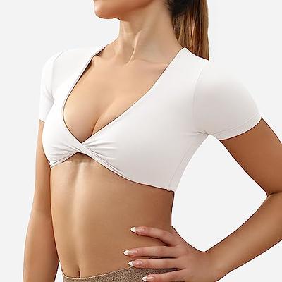 YEOREO Kyla Workout Crop Tops for Women Short Sleeve Twist Front