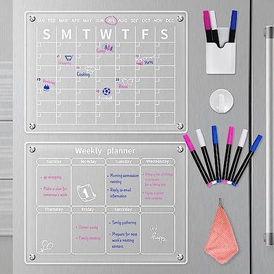 Acrylic Magnetic Dry Erase Calendar Board Monthly Calendar for Fridge Clear  Set of 2 for Refrigerator Reusable Planner Includes 6 Dry Erase Markers  with 6 Colors(16x12Inches) - Yahoo Shopping