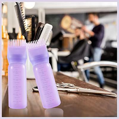 Hair Comb Applicator Bottle, 2 Pack Colorful Hair Dye Bottles with  Graduated Scale for Home Salon Hair Coloring Dye and Scalp Treament 