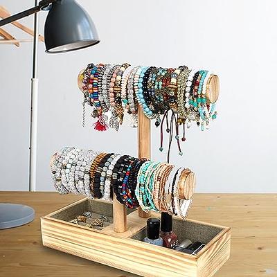 Juexica Bracelet Stand and Display 5 Tier Bracelet Holder Wooden Bracelet  Organizer Displays for Selling Jewelry Bangle Watch Store Showcase Home