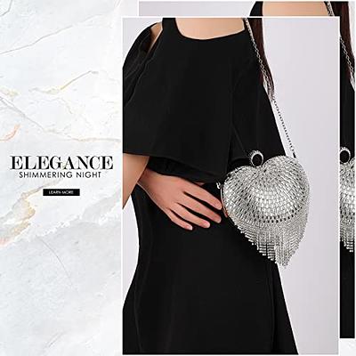 Women Shiny Silver Wedding Bridal Prom Party Evening Clutch Handbag Purse  Bag