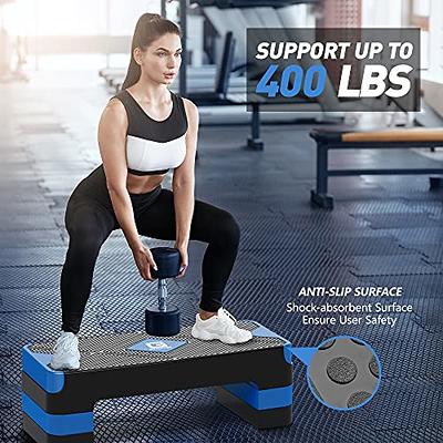 43 Inch Height Adjustable Workout Aerobic Stepper Exercise Step Platform  Riser 3 Levels Adjust 4-6 - 8 Inches for Fitness Strength Training