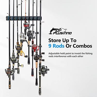 PLUSINNO 4 Pack Vertical Fishing Rod Rack, Wall Mounted Fishing Rod holder, 4  Packs Fishing Pole