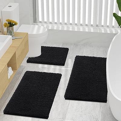 Lochas Microfiber Bathroom Rugs Non Slip Bath Mat Shaggy Soft Absorbent Non  Slip Washable Bath Rug for Bathroom,Gray,24x70