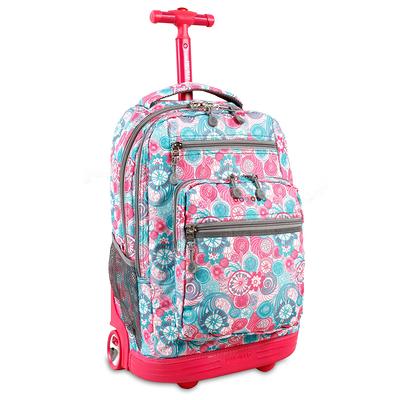 J World Girls Duo 18 Kids Rolling Backpack with Detachable Lunch Box Set  for School, Strawberry