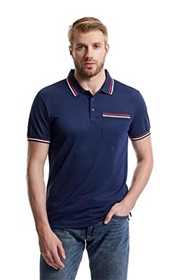 MIER Men Polo Shirts Ultra-Soft Cotton Golf Collared Shirts, Navy / M