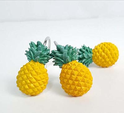 Chictie Yellow Pineapple Shower Curtain Hooks Set of 12,Cute Fruit