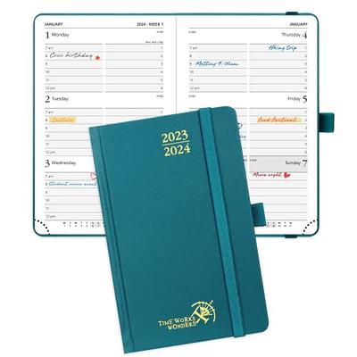 POPRUN 2024 Planner Daily Weekly and Monthly 8.5''x 6.5'' - Agenda 2024  Appointment Book with Hourly Time Slots, Hard Cover, Monthly Tabs, 100 GSM  