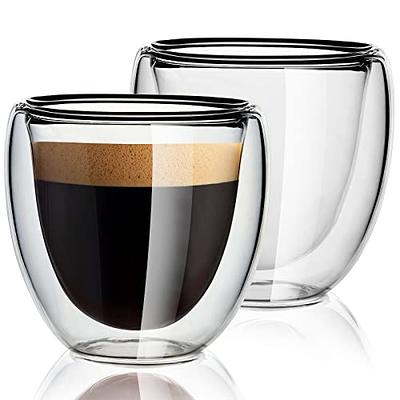 Youngever 4 Pack 2.8OZ Double Wall Thermo Insulated Glass Espresso Cups