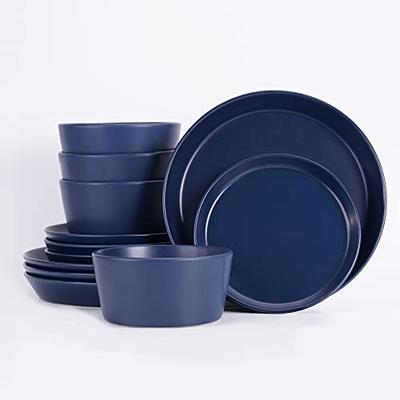 vancasso 16 Pieces Blue Dinnerware Set, Reactive Glaze Dish Set, Plates and  Bowls Set