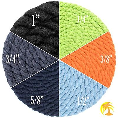 West Coast Paracord Natural Twisted Cotton Rope - Soft But Strong - Assorted Colors - 1/2 inch Diameter (White, 10 Feet)