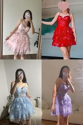 Sevintage Spaghetti Straps Tulle Homecoming Dresses with Lace