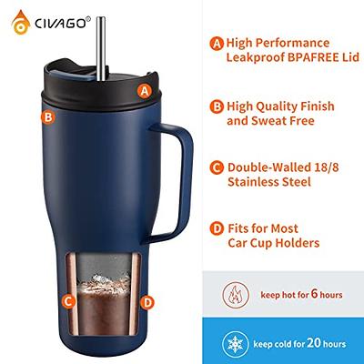 CIVAGO 20oz Tumbler with Lid and Straw, Stainless Steel Vacuum