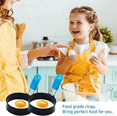 Professional Silicone Egg Ring, Pancake Mold Egg Mold for Breakfast  Sandwiches, Omelets and More, Nonstick Mold Ring, Round Blue (Pack of 4),  Free