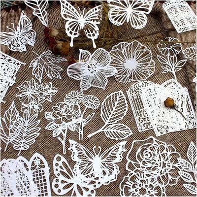  100PCS Vintage Aesthetic Flower Scrapbooking Stickers