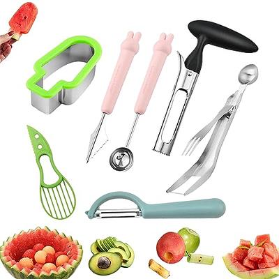 Fantexy Melon Baller Scoop,Stainless Steel Watermelon Cutter Fruit Knife with Melon Baller,Fruit Scooper Watermelon Knife for Dig Pulp Separator